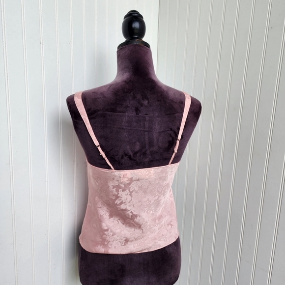 VTG Victorias Secret Pink Jacquard Cami Top Satin Gold Label Strappy Sz P XS - Picture 5 of 11